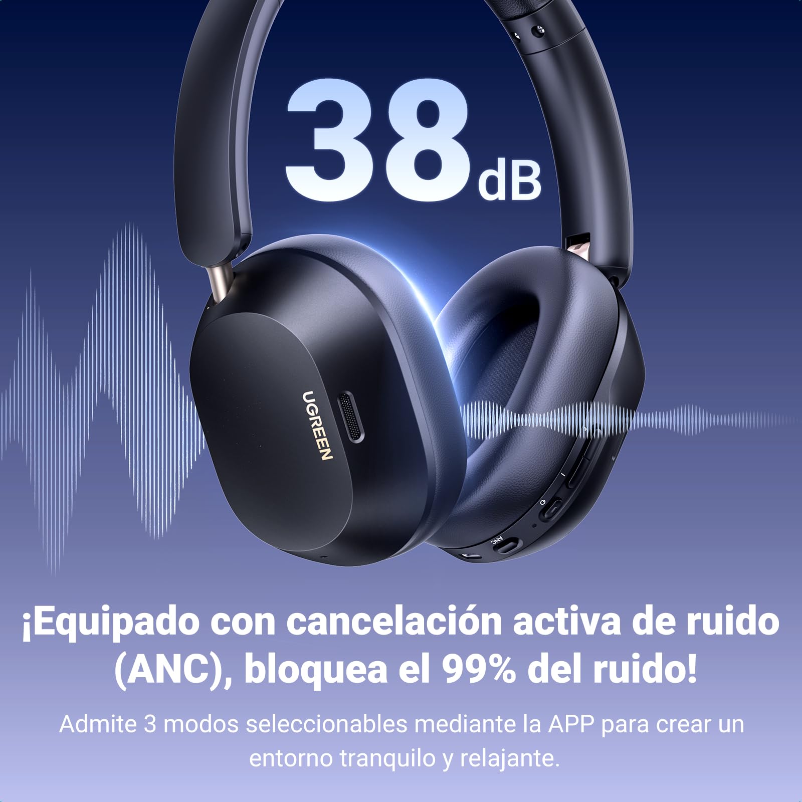 UGREEN Dongle Bluetooth 6.0 avec Casque Bluetooth sans Fil Sport Max 5C Hi Res Audio ANC Réduction Active du Bruit