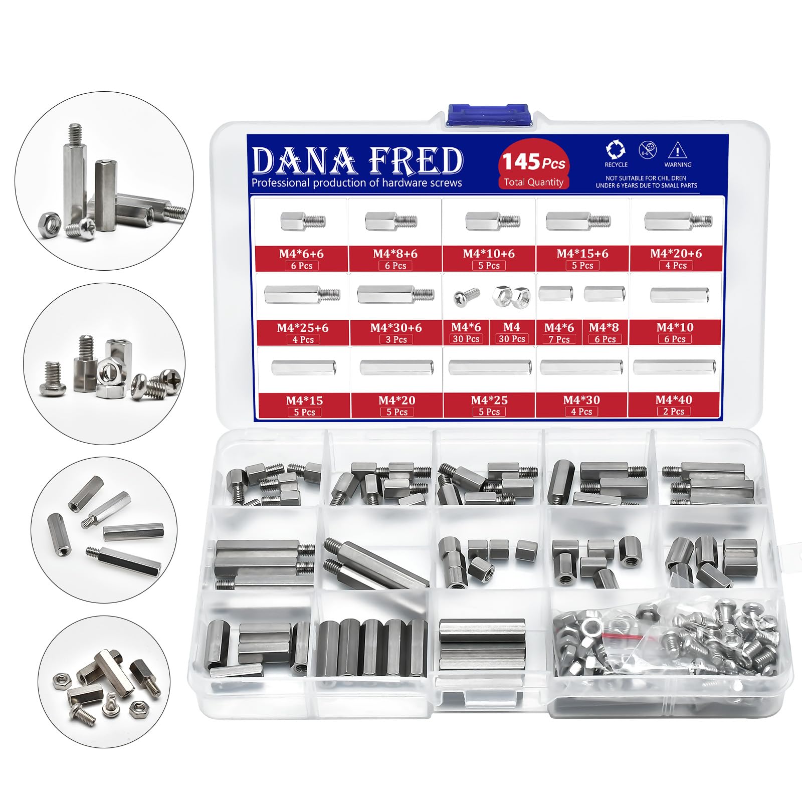 M4 Hex Standoff Spacers Kit,133pcs M4 Male Female Metric Thread Mount Spacer Screw Nut Bolt Motherboard Spacer Prototyping Accessories for Quadcopter Drone, Computer & Circuit Board Assortment Kit