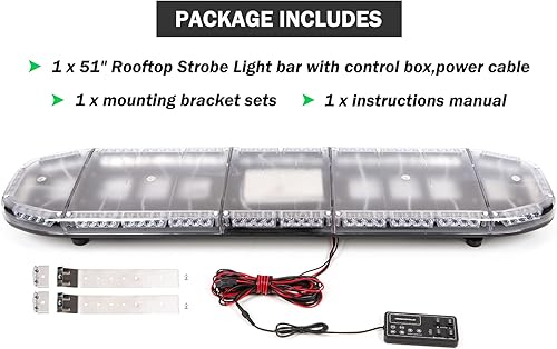 Miniatura 7 de Barra de luz estroboscópica de 51 pulgadas, color blanco ámbar, 88 LED, barra de luz para camión de remolque de peligro, para advertencia de
