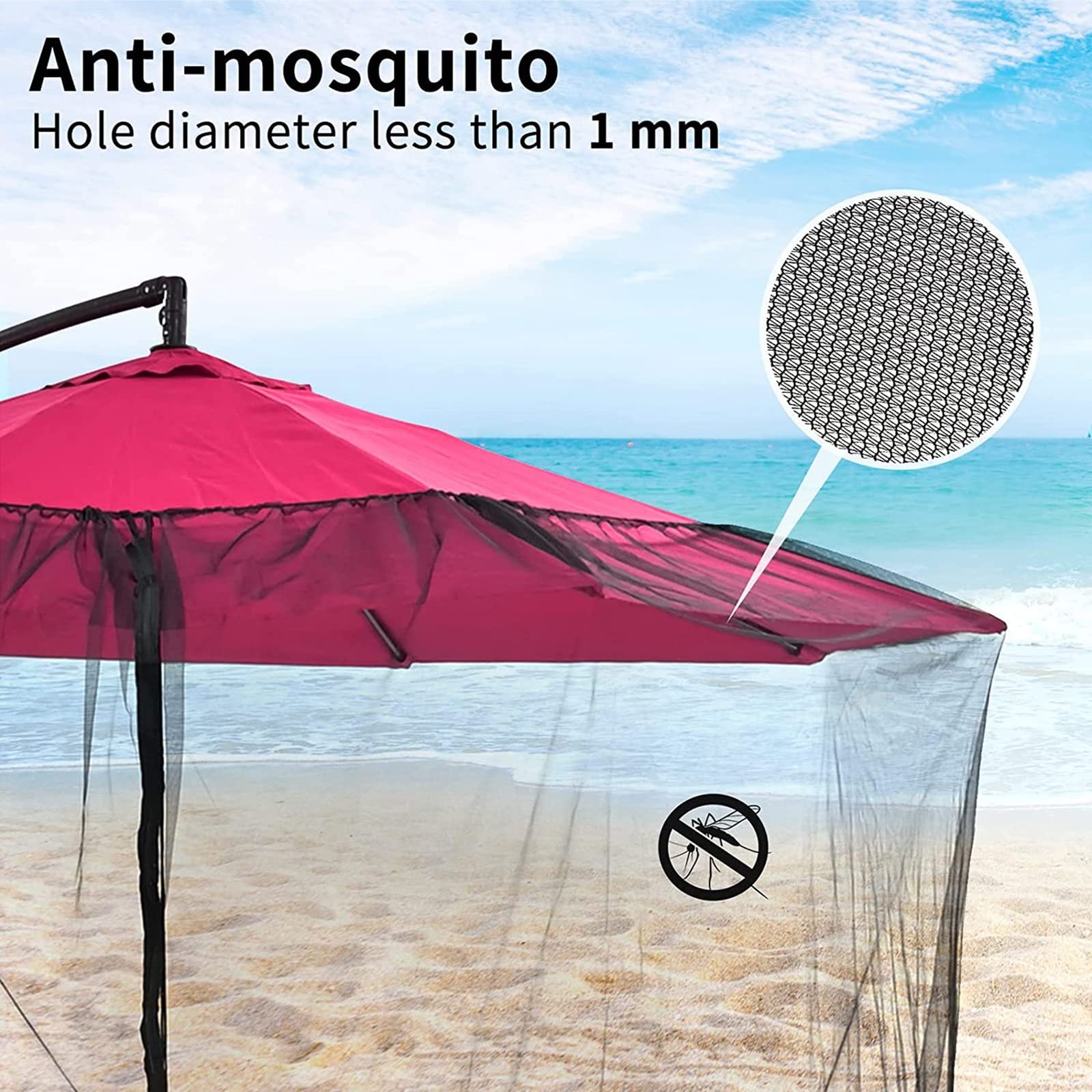 Patio Parasol Mosquito Netting, Wisząca Siatka Komarowa do Zewnątrz