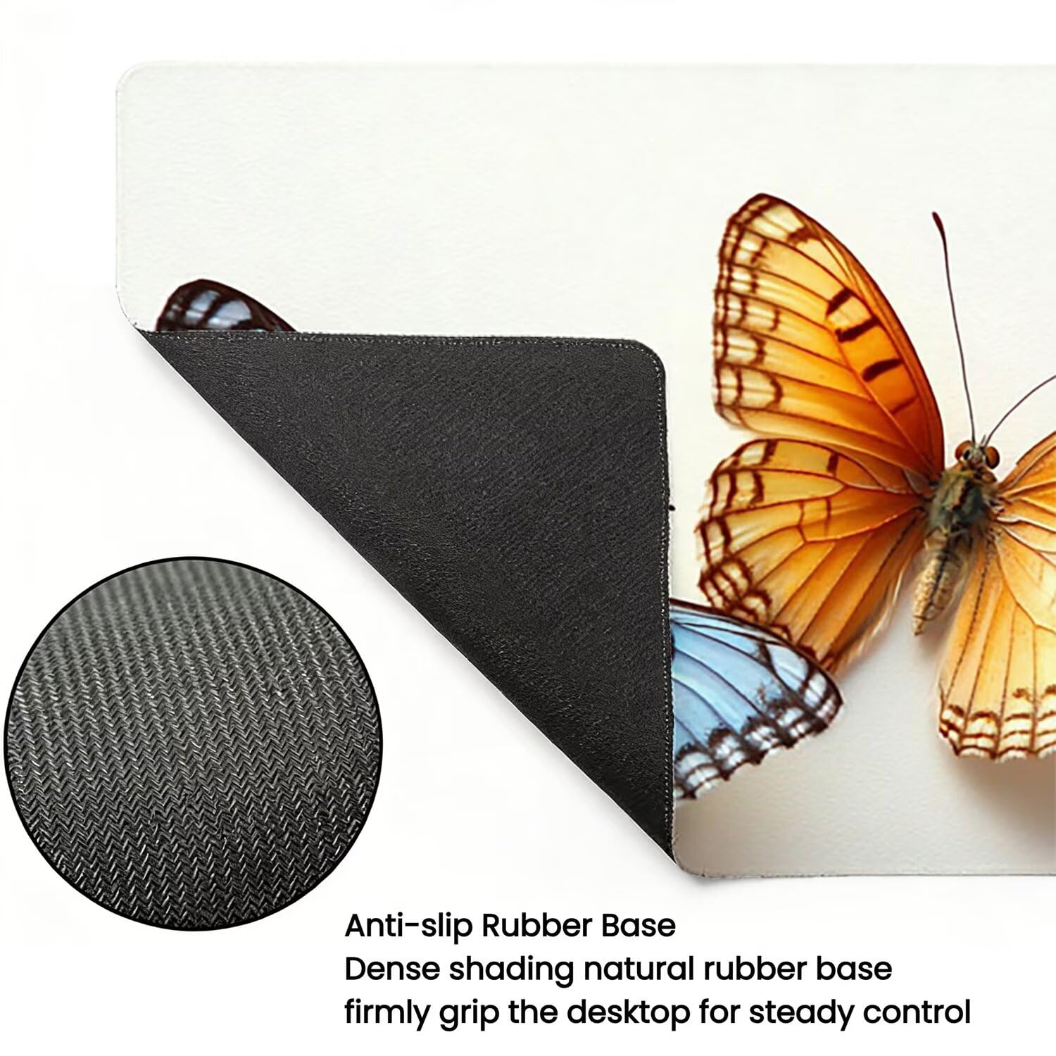 Podkładka pod mysz do gier XXL - 1600x800x3mm - motyl duża antypoślizgowa podkładka na klawiaturę biurową z przeszytymi krawędziami, duża podkładka pod mysz do gier dla biura i domu, poprawia prędkość
