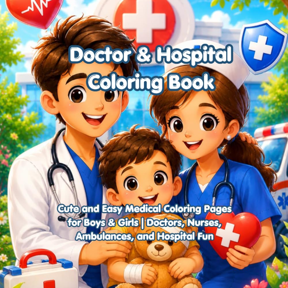Doctor and Hospital Coloring Book: Cute and Easy Medical Coloring Pages for Boys and Girls| Doctors, Nurses, Ambulances, and Hospital Fun. (Little Career Adventures)