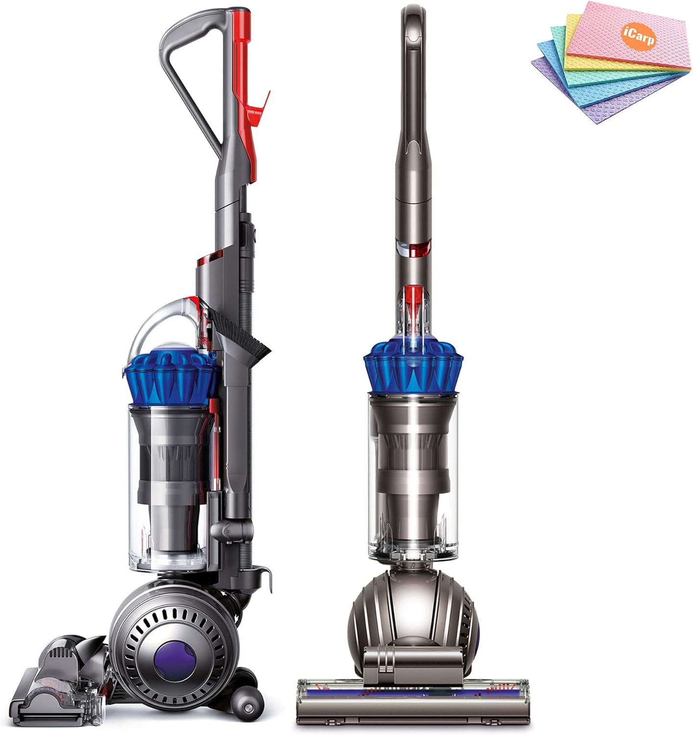 (RENEWED!) Dyson Light Ball Multi Floor Midsize Upright Vacuum Cleaner: Self-Adjusting Cleaner Head, Ball Technology, Whole-Machine HEPA Filtration, Hygienic Bin Emptying (Blue) + Sponge Cloth