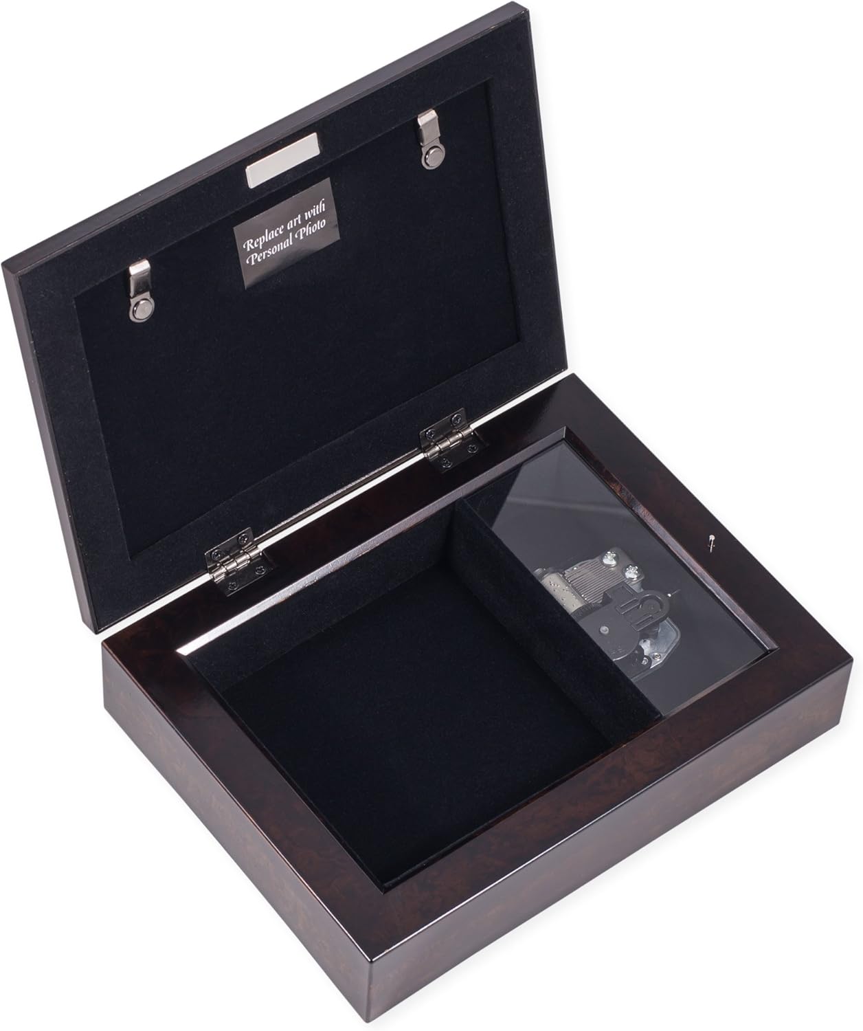 Cottage Garden Angels Care for Them at Home Sympathy Bereavement Jeweled Lid Musical Jewelry Box with Dark Burl Wood Finish - Plays On Eagle's Wings