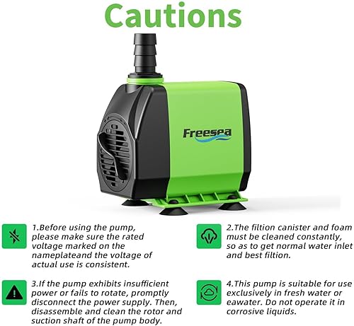 Miniatura 7 de FREESEA Bomba sumergible de 95 GPH 4 W ultra silenciosa para acuarios pecera estanque fuente de agua