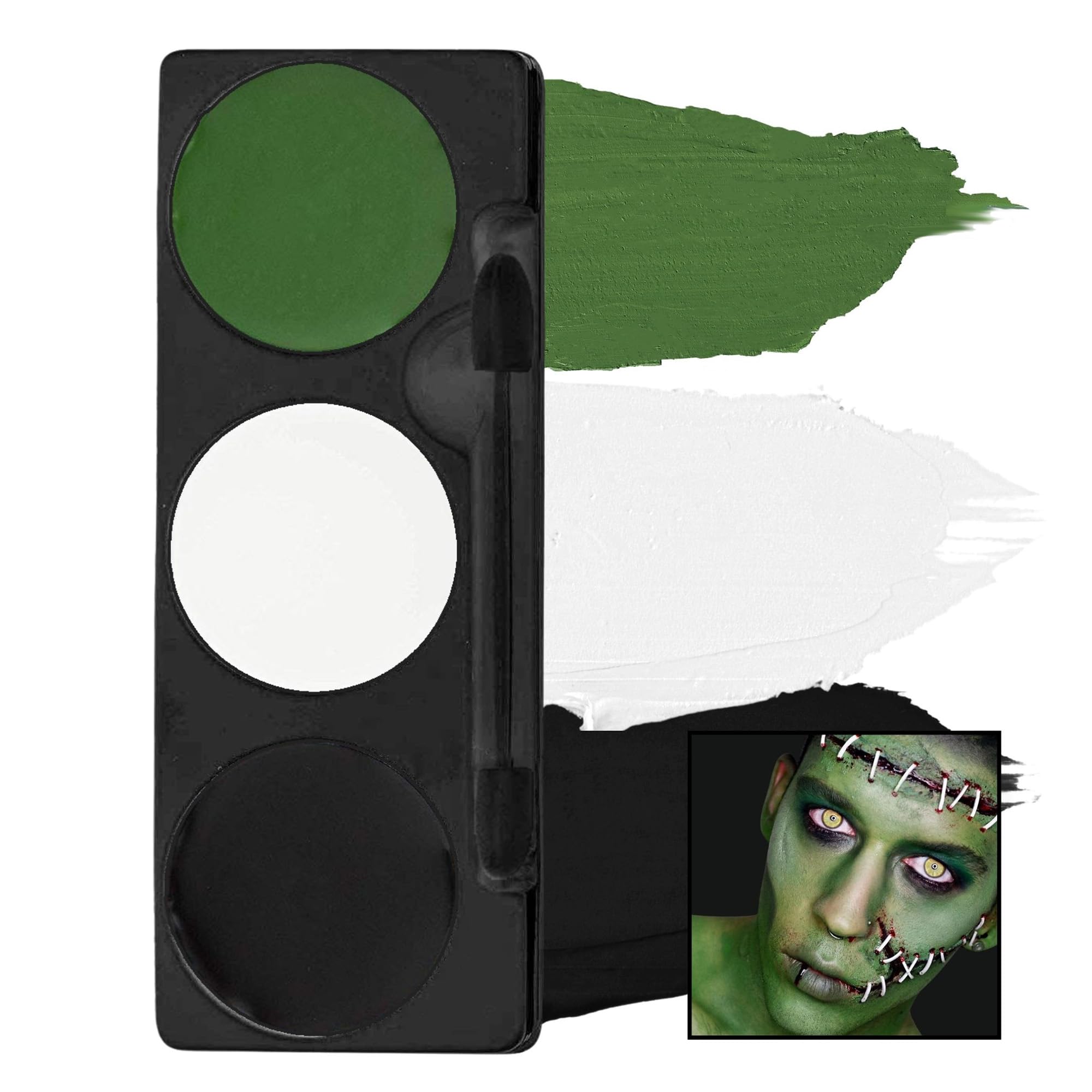 Makeup Tri-Color Character Makeup Palette | Halloween, Special Effects and Theater Cream FX Palette | Face Paint .7 oz (20 g) (Monster)