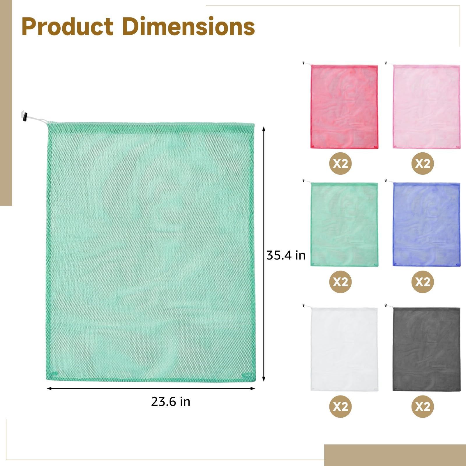 12 bolsas de lavandería grandes multicolor, 35.4 x 23.6 pulgadas, malla de poliéster lavable, ideal para la universidad, el hogar, viajes
