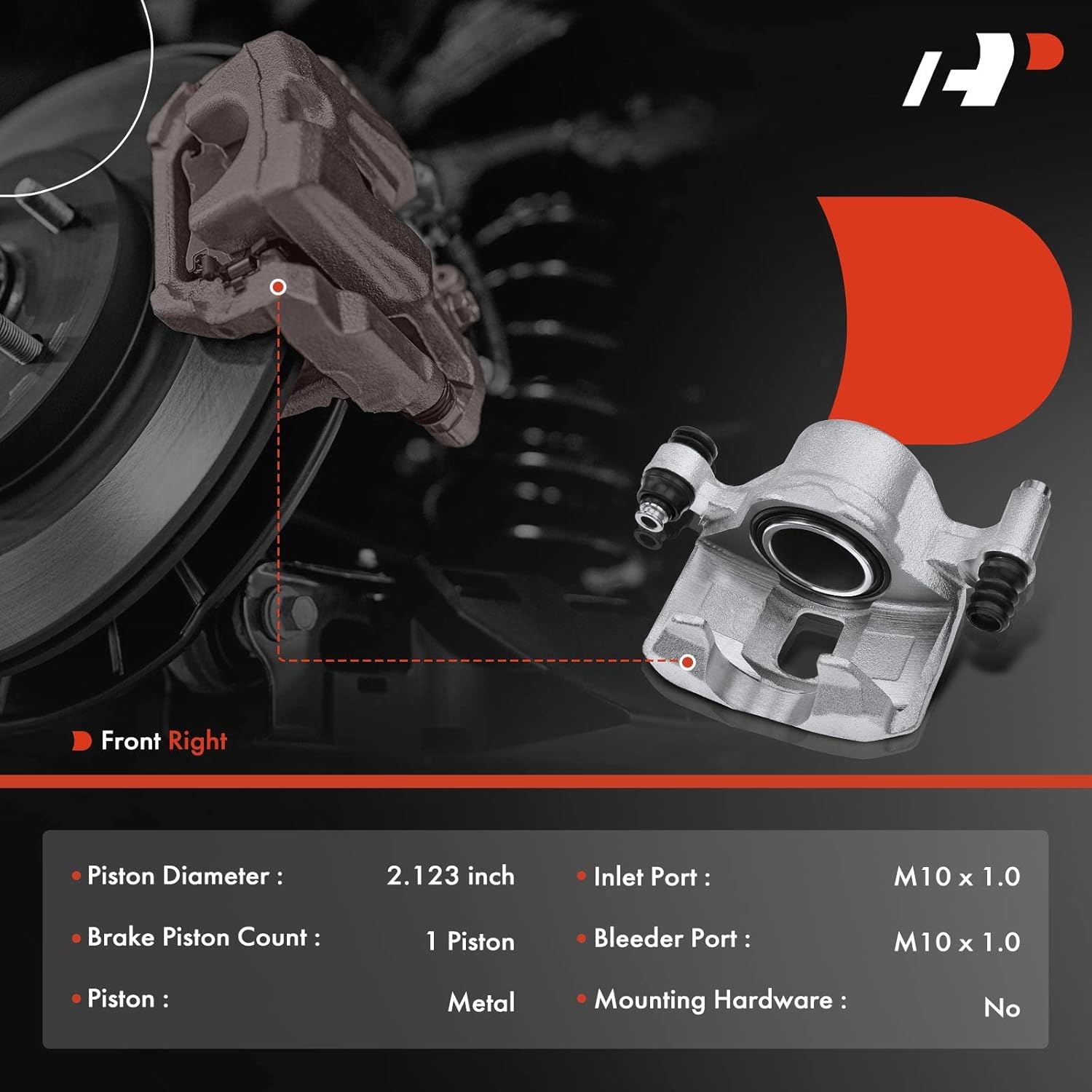 A-Premium Disc Brake Caliper Assembly Without Bracket Compatible with Select Dodge, Hyundai and Mitsubishi Models - Verna 2004-2006, Accent 2000-2005, Excel/Precis 1990-1994, Scoupe - Front Passenger