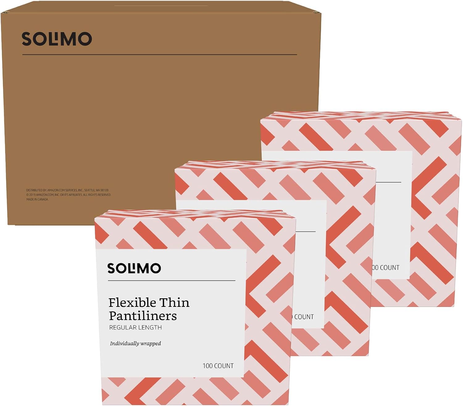  Brand - Solimo Flexible Thin Pantiliner, Regular Length, 300 Count, 3 Packs of 100: Health & Personal Care