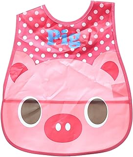 مريلة مقاومة للماء مطبوعة بخنزير للبنات، فوشيا وأبيض من ميكس اند ماكس