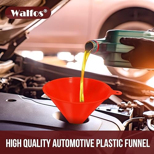 Miniatura 3 de walfos 4 embudos de plástico de cocina (sin BPA), embudo automotriz para transferencia de líquidos, embudos para llenado de botellas, recipientes o