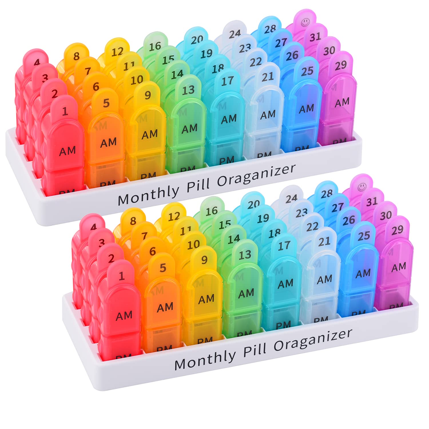 Greencycle Monthly 30 Day 2 Times A Day Pill Organizer 4 Week Medicine Organizer Moisture-Proof Pill Cases Pill