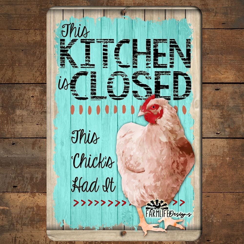 Chicken Kitchen Closed Sign, funny hen rooster decor farmhouse chickens gift home decor