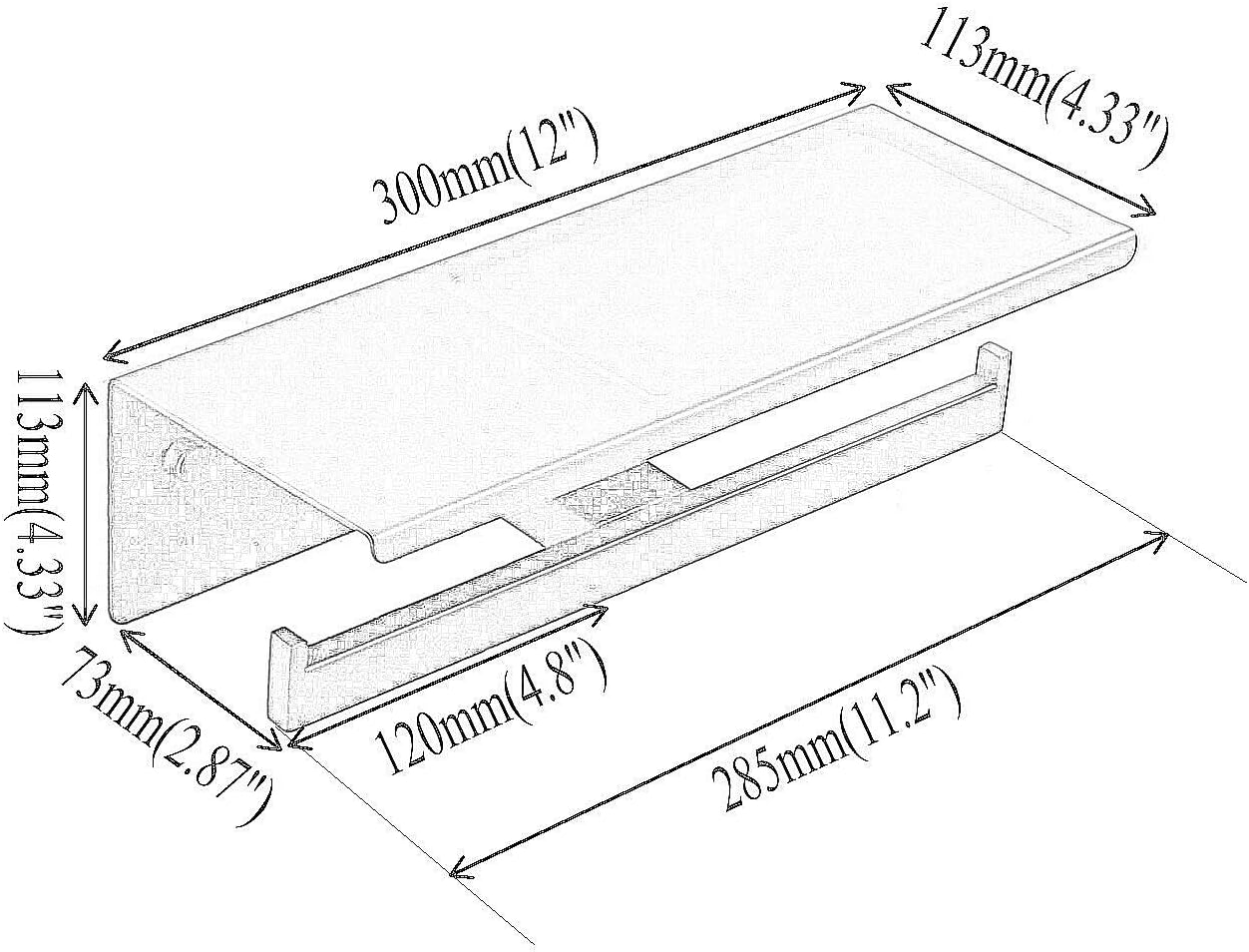 Toilet Paper Holder Wall Mounted Double Roll Holder with Phone Storage Shelf, Black Matte