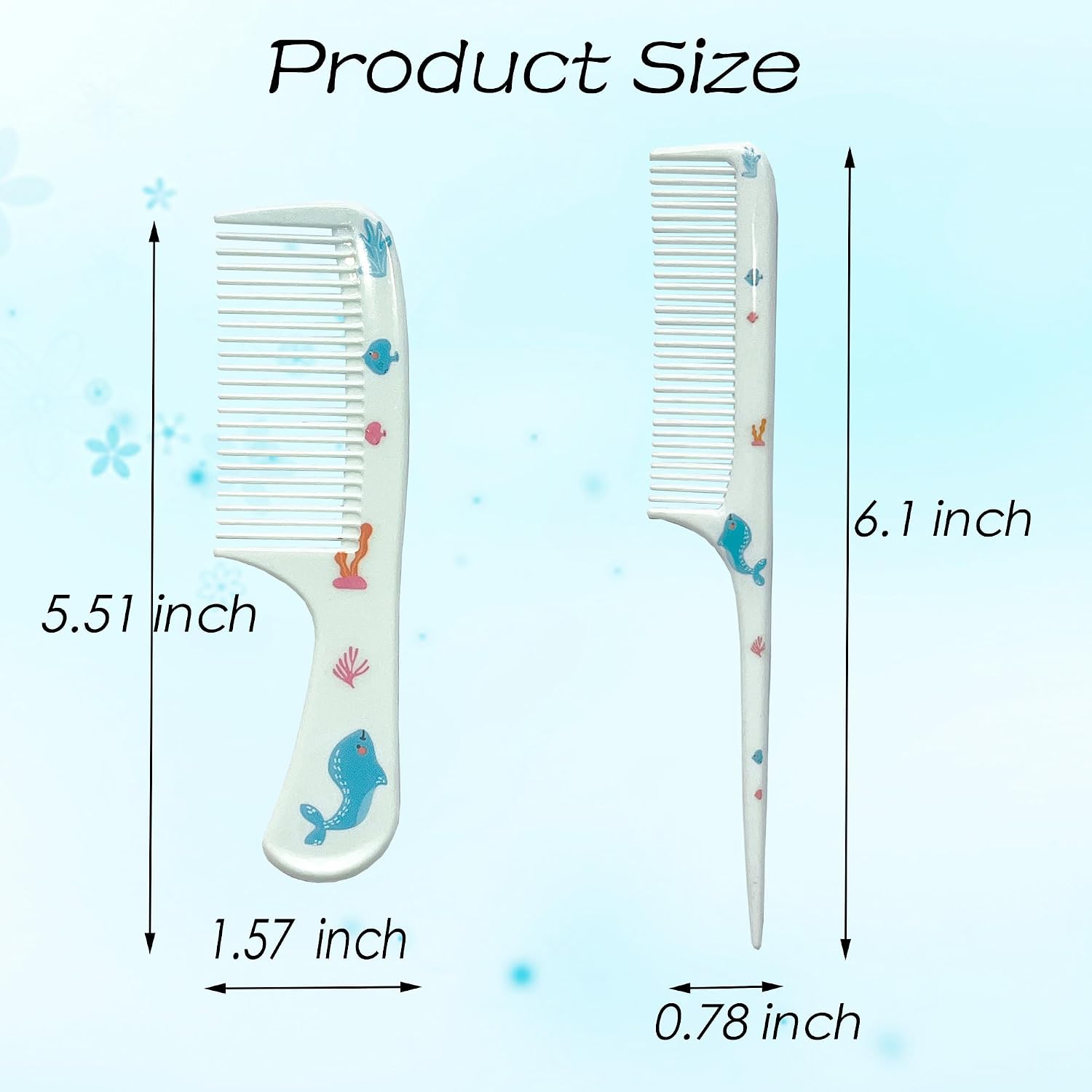 Baby Hair Comb Set,2 Piece Small Cute Hair Combs,Mini Hair Combs Set Toddler Comb for Girls Boys Kids Fine Tooth Rat Tail Combs Doll Comb Gift For All Hair Types (Blue)
