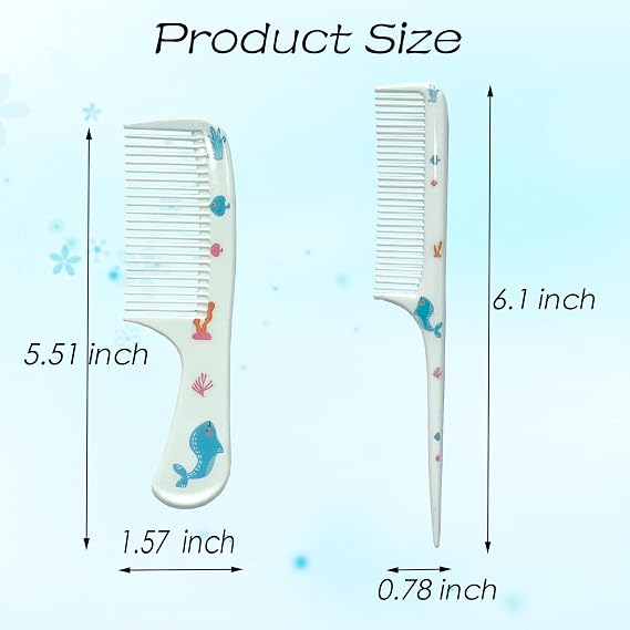 Baby Hair Comb Set,2 Piece Small Cute Hair Combs,Mini Hair Combs Set Toddler Comb for Girls Boys Kids Fine Tooth Rat Tail Combs Doll Comb Gift For All Hair Types (Blue)