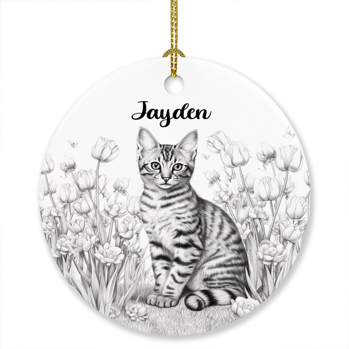 Personalized Bengal Cat Christmas Ornament 2023, Pencil