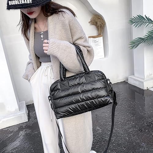 Miniatura 5 de Bolso de mano acolchado para mujer, acolchado de algodón acolchado, bolsa de hombro acolchada de invierno