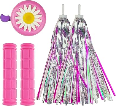 1 Pair Bicycle Bike Handlebar Scooter Streamers,1 Pack Bike Bell and 1 Pair Bicycle Bike Grips
