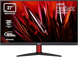 Acer Nitro KG272Mbmiipx - Monitor Gaming de 27" Full HD 165 Hz (69 cm, 1020x1080, 1 ms, 250 nits, FreeSync Premium, Zero Frame HDMI (2.0), DP (1.2), Color Negro