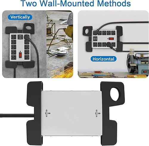 Miniatura 5 de CCCEI Regleta de alimentación resistente con puertos USB, 10 salidas para garaje, protector de sobretensiones de 2700 julios, metal para taller