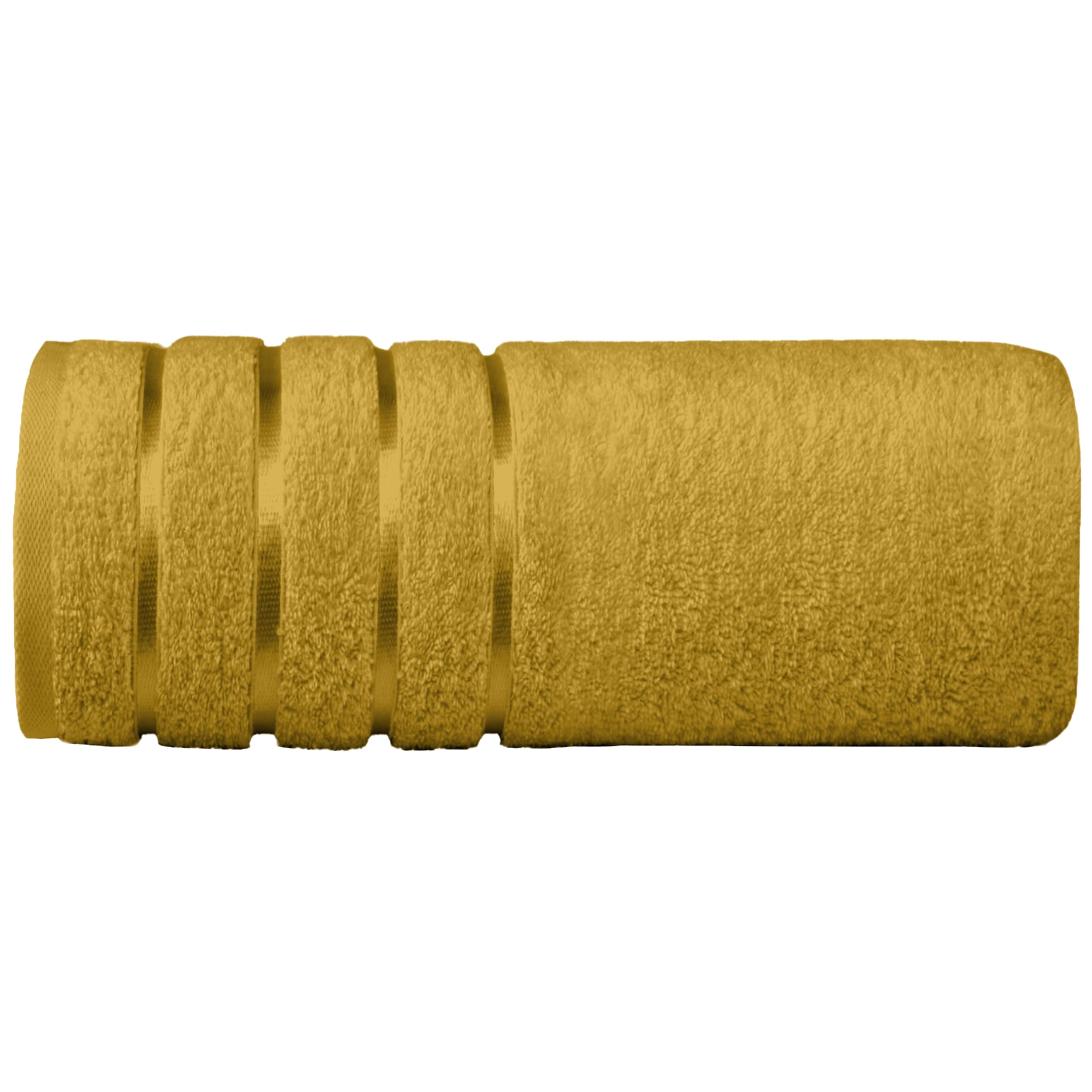 Elegant Comfort 100% Turkish Cotton 4 Lines Viscose Stripe Jumbo Bath Towel - Hotel Spa Quality Extra Large 35 x 70 Inch Bath Towel Ultra Soft, Super Absorbent Quick Dry Large Bath Towel, Gold