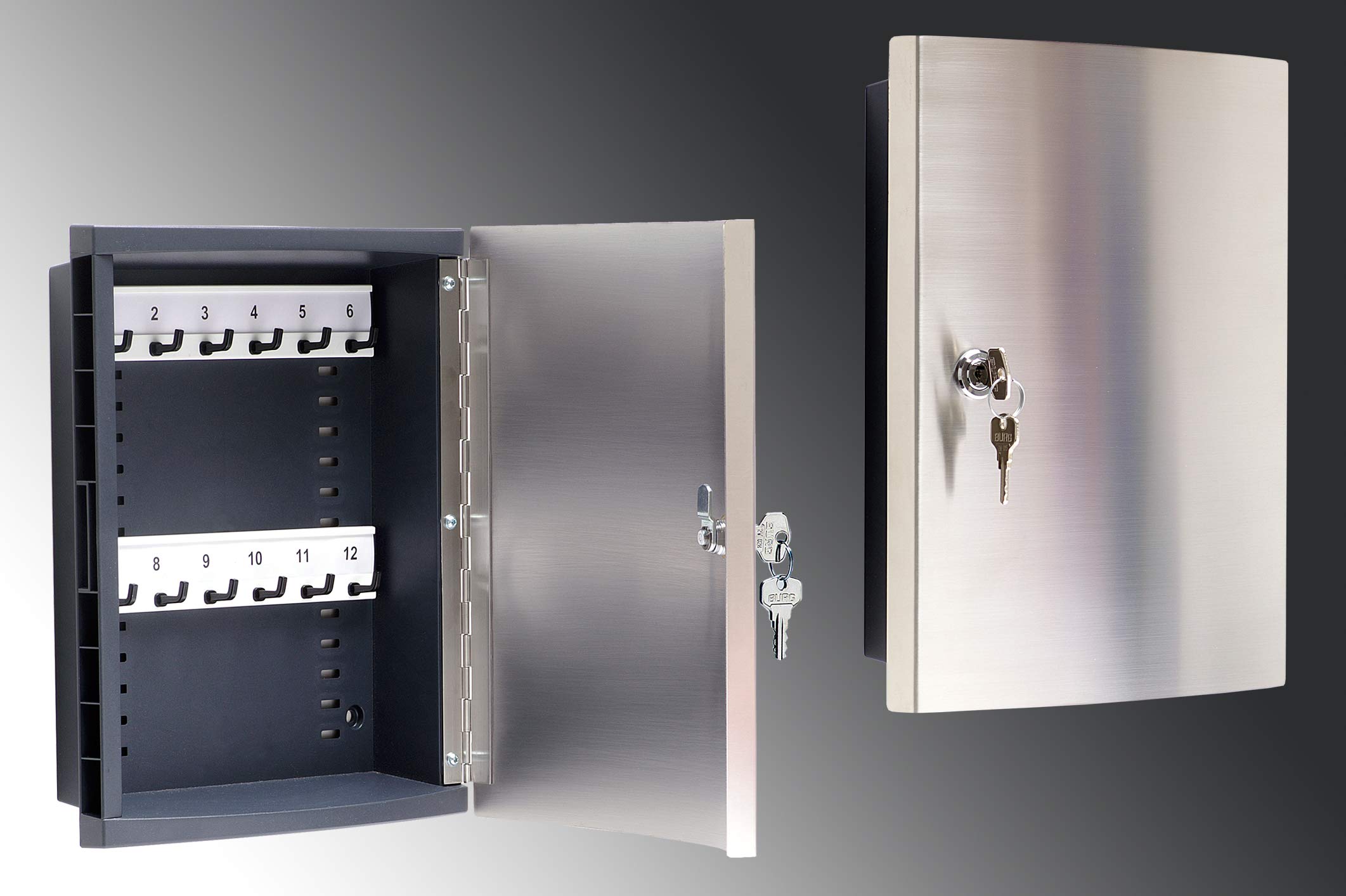 Schlüsselschrank Haky Box inkl. schwarzer Schlüsselanhänger (12 Haken)