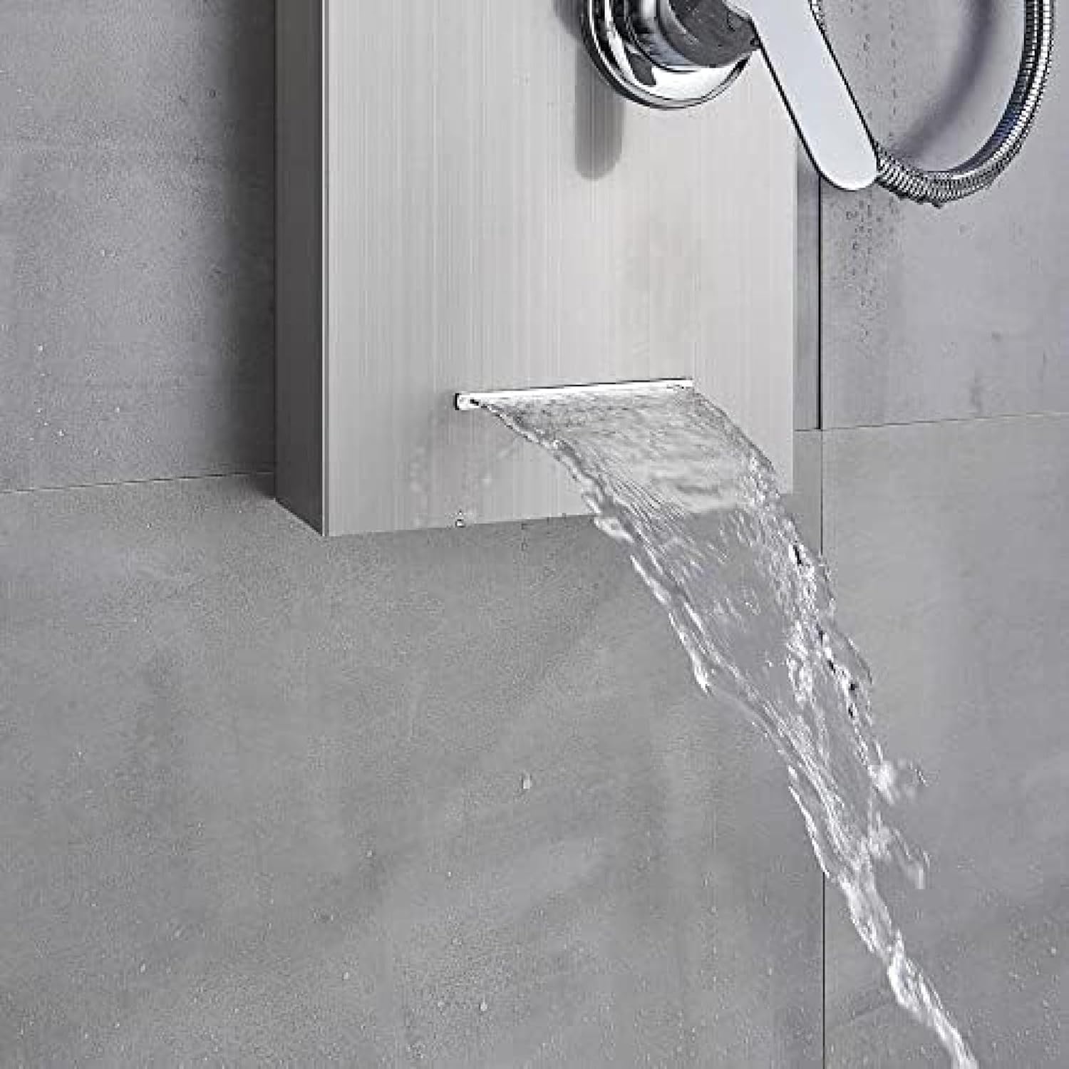 Shower System, Stainless Steel LED Shower Panel, Tower Rain, Waterfall Massage Nozzle System, Mixer Shower Column-Black 9001,Brushed Nickel 8013(Black 8011) (Brushed Nickel 8012)
