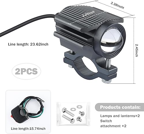 Miniatura 2 de IHOTDER 2 focos LED para motocicleta, impermeables, para modelos de aeronaves, luces LED para faros delanteros y luces antiniebla, luces LED