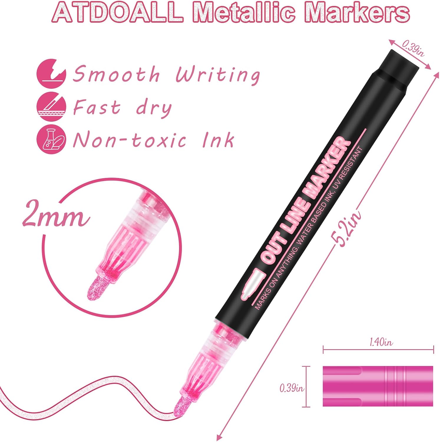 ダブルラインアウトラインマーカー 36色 シマーマーカー セルフアウトラインメタリックマーカー スーパースクイグルシマー アウトライ