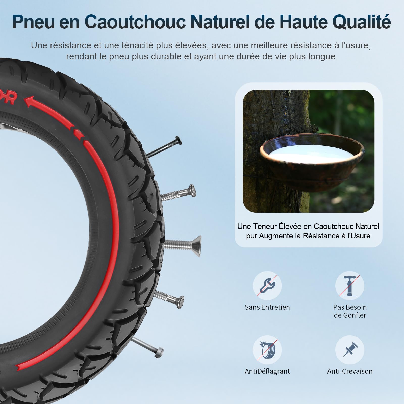 10X2,5 (250x64 60/70-6,5) Pneu plein caoutchouc 10 pouces Roue solide pour Ninebot Max G30/Max G30D/Max G30D2/Xiaomi 4 Ultra Trottinette électrique Pneu de rechange Pneu plein Antidérapant