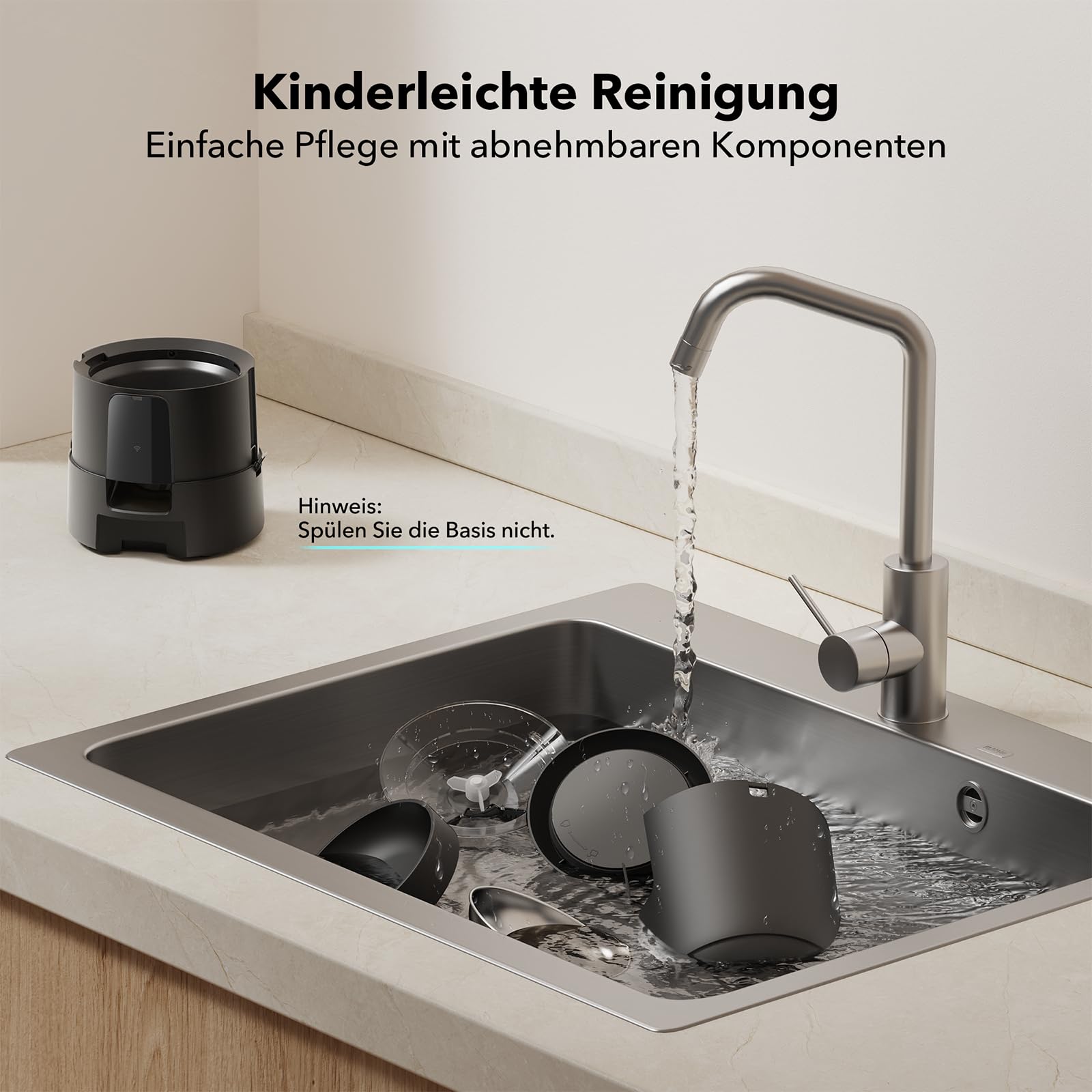 PETLIBRO Futterautomat Katze, Katzenfutter Automat Kabellos 2,4G WiFi Intelligenter Futterspender Katze, Wiederaufladbarer Akku mit 30 Tagen Batterielebensdauer, mit Edelstahlnapf, APP-Steuerung