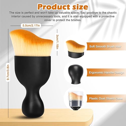 Miniatura 2 de Cepillo para detallar el interior del automóvil, 2 piezas de cepillo suave de limpieza interior de coche, diseño curvo, cepillo de limpieza de