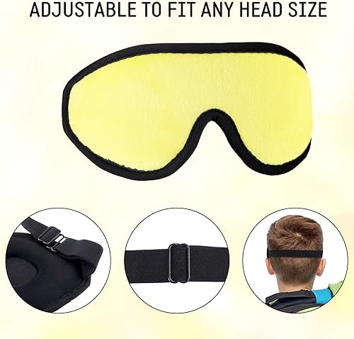Miniatura 4 de 2 máscaras de sueño 3D para niños, máscara de ojos contorneada de espuma viscoelástica, cubierta de máscara de sueño de viaje con correa ajustable,