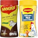 Maggi Chicken & Beef Bouillon Powder - Granulated Seasoning Base for Stock Bone Broth Ramen Stew Consome de Pollo 7.9 oz each container