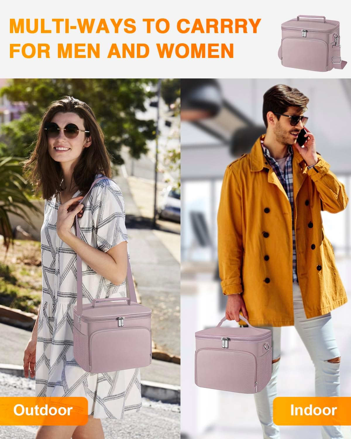 esouler Lunch Box for Women/Men Insulated Lunch Bag Large Capacity Reusable Lunch Tote Leak Proof Lunch Bags for Work Picnic, Purple - Image 4