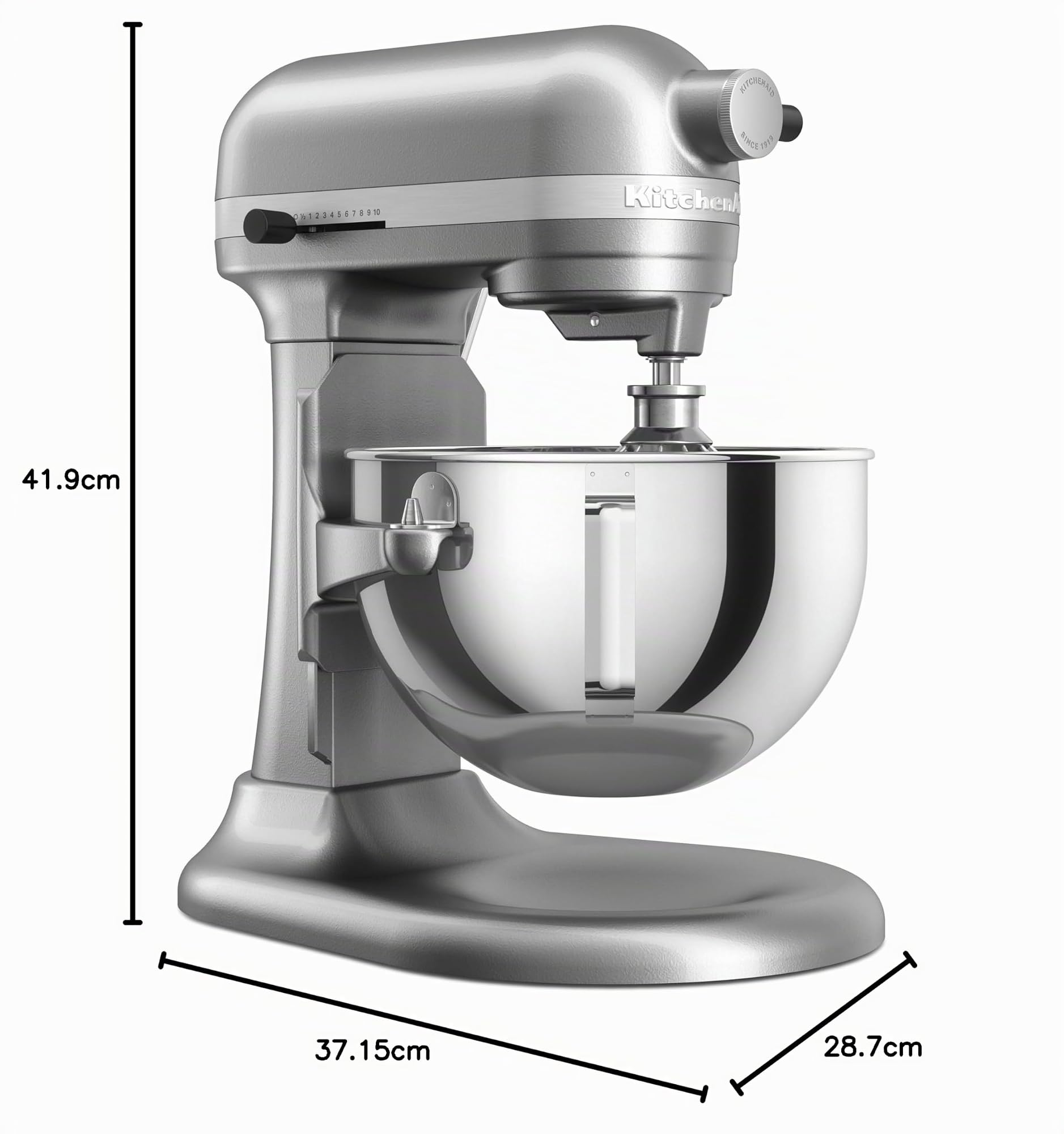 KitchenAid Batidora Amasadora Bowl-Lift 5.2L Heavy Duty, Cuerpo y Engranajes Metálicos, 11 Velocidades, Flex Edge, 67 Puntos de Contacto, Contour Silver