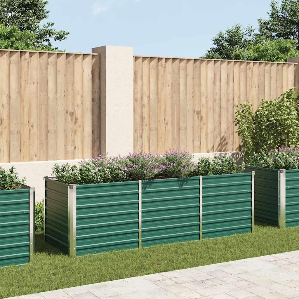 vidaXL Hochbeet aus verzinktem Stahl 240x80x77 cm, Grün, Pflanzkasten mit offenem Boden, wetterfest, für Blumen, Gemüse und Kräuter, Garten oder Terrasse