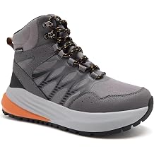 Mens Orthopedic Wide Waterproof Hiking Boots Comfortable Plantar Fasciitis Work Walking Running Trekking Shoes, Orthotic Non Slip Flat Feet Mid Ankle Support Trail Sneakers for Foot Pain Relief