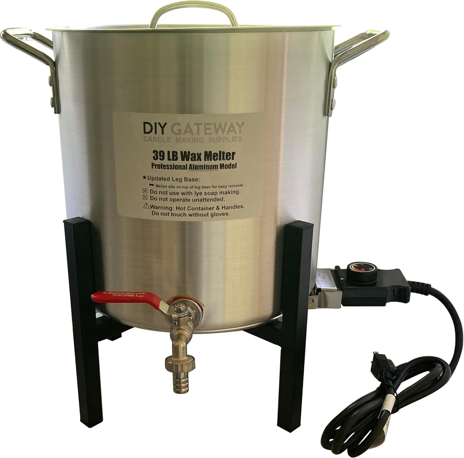 Super Large 39 LB Wax Melter for Candle Making: Electric Aluminum Wax Melting Pot Machine + Lid Option with Quick-Pour Spout & Free Ebook
