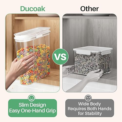 Miniatura 6 de Almacenamiento de recipientes para cereales, 3 recipientes herméticos para almacenamiento de alimentos PET con tapas (4 litros135.2 onzas) para