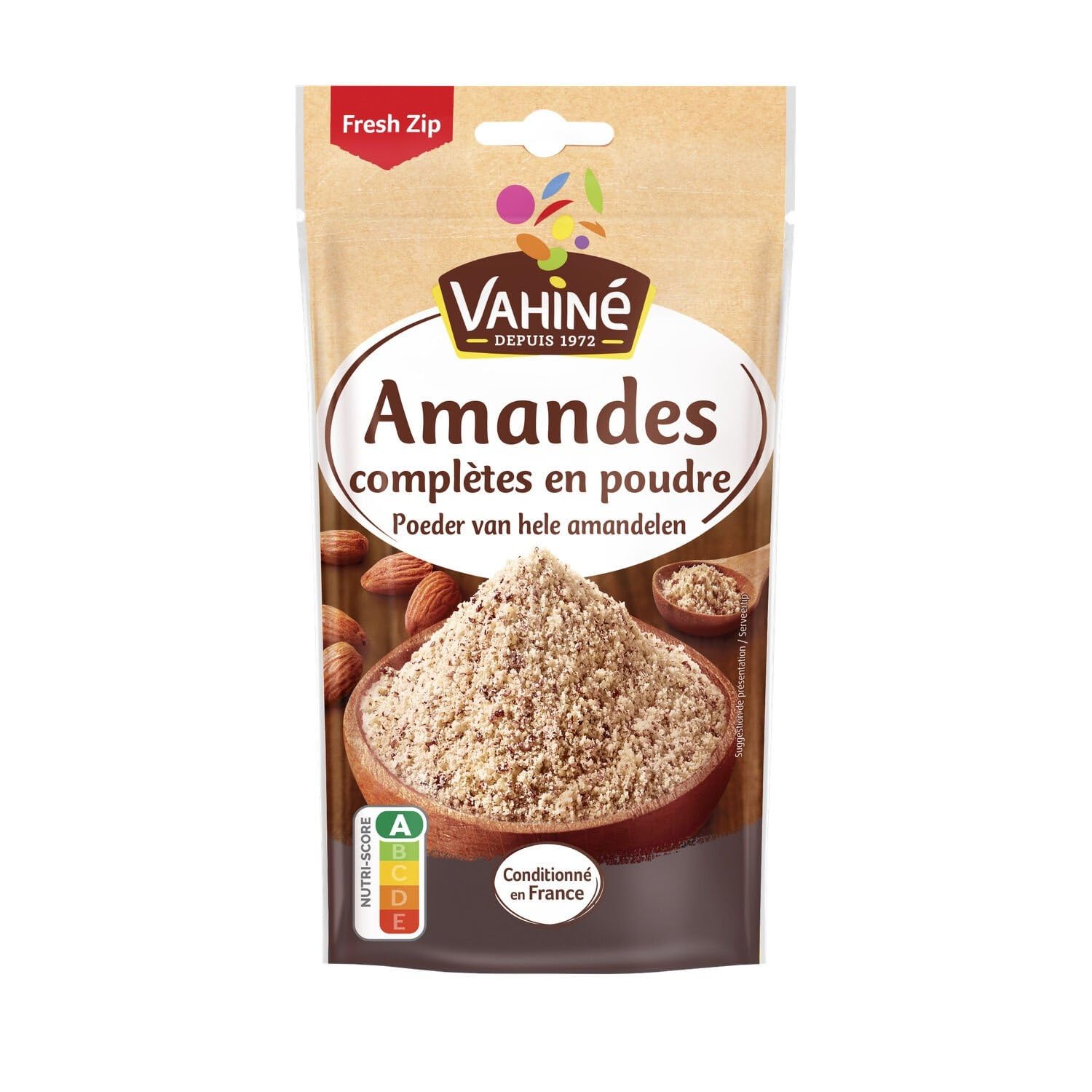 Gagnez du temps en cuisine avec la poudre d'amandes complètes VAHINE, sachet refermable de 100g - Lot de 3