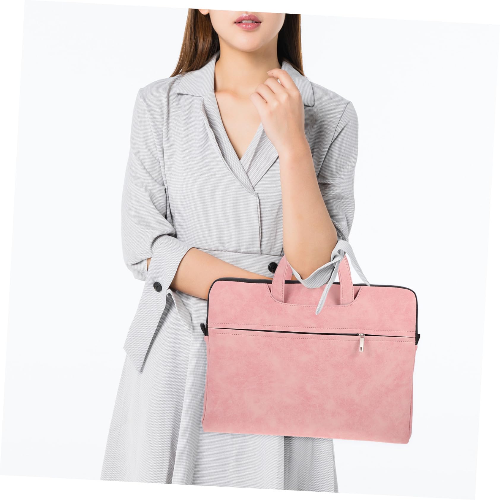 LABRIMP Borsa a Tracolla per Laptop in Pelle Scamosciata Rosa e Protettiva, Stile Classico Semplice, per Uso Quotidiano e Ufficio