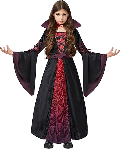 Miniatura 3 de Spooktacular Creations Disfraz de vampiro real de Halloween para niñas y niñas, disfraz de reina gótica de Halloween para fiesta