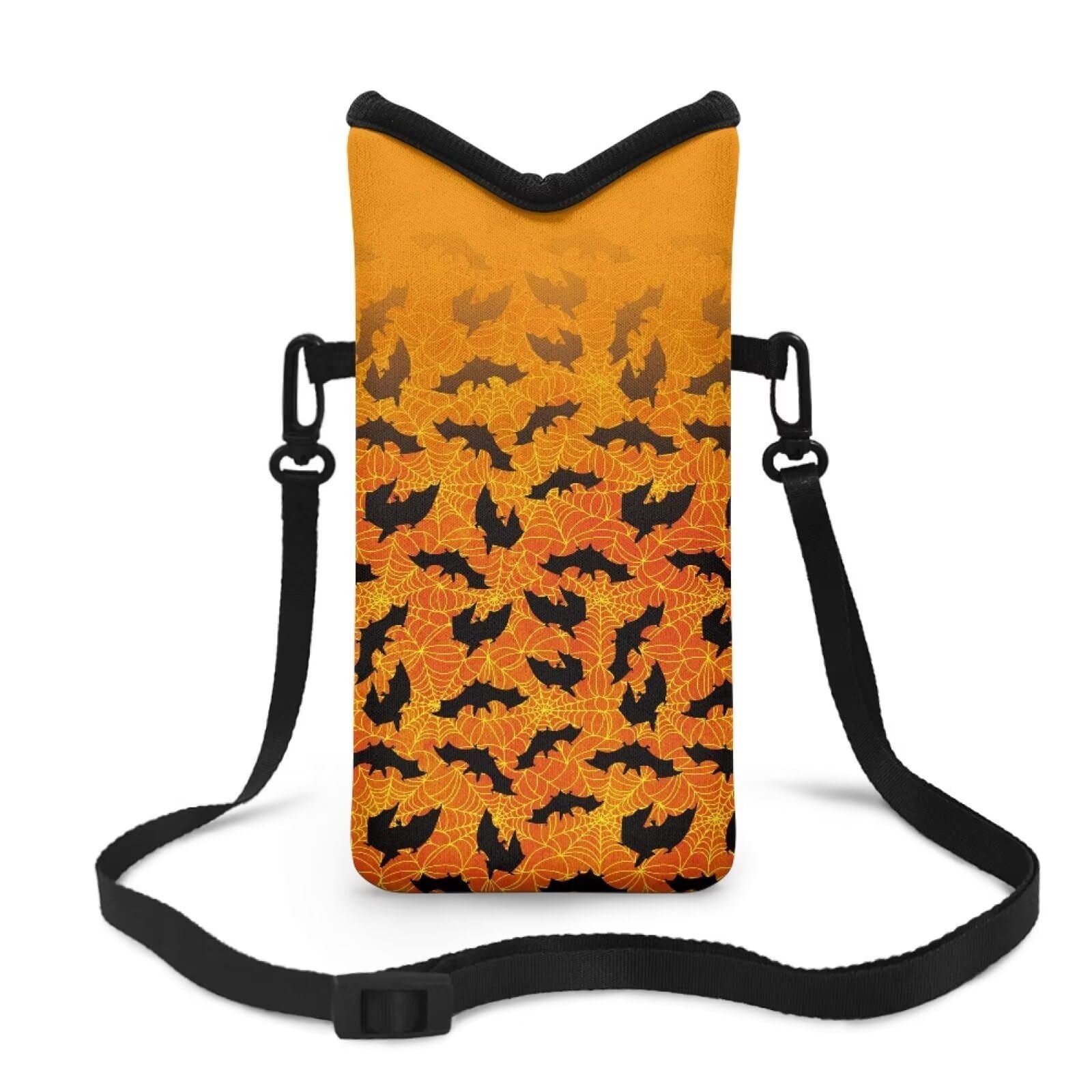 Sepetwhos Halloween Bat Cobweb Print Crossbody Wallet Phone Bag Shoulder Strap Wallet Pouch for Women Crossbody Cell Phone Purse with Hook and Loop Fastener Shockproof