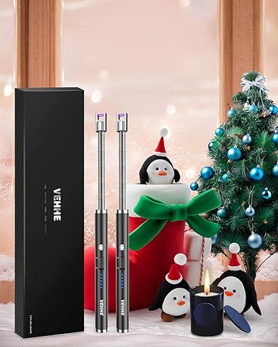 Miniatura 20 de VEHHE Encendedor USB, encendedor de velas de arco recargable con pantalla LED de batería, encendedores de cuello flexibles largos para parrilla