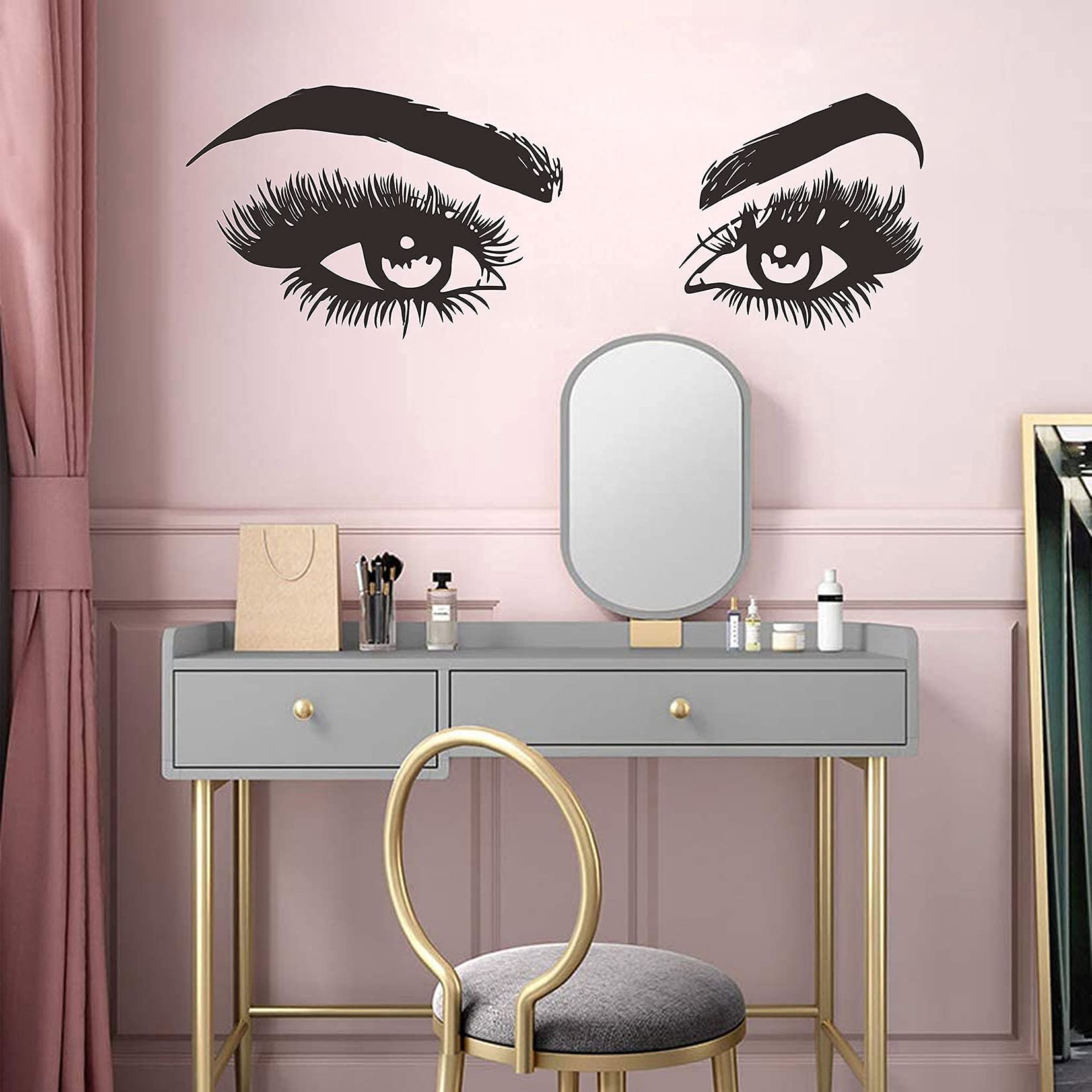 Woman Eyes Wall Decal Eyelashes Wall Decal Beauty Salon Wall Decals Make Up Wall Decal Stickers Removable Peel and Stick Wall Decals Women Sticker for Bedroom Living Room Decoration