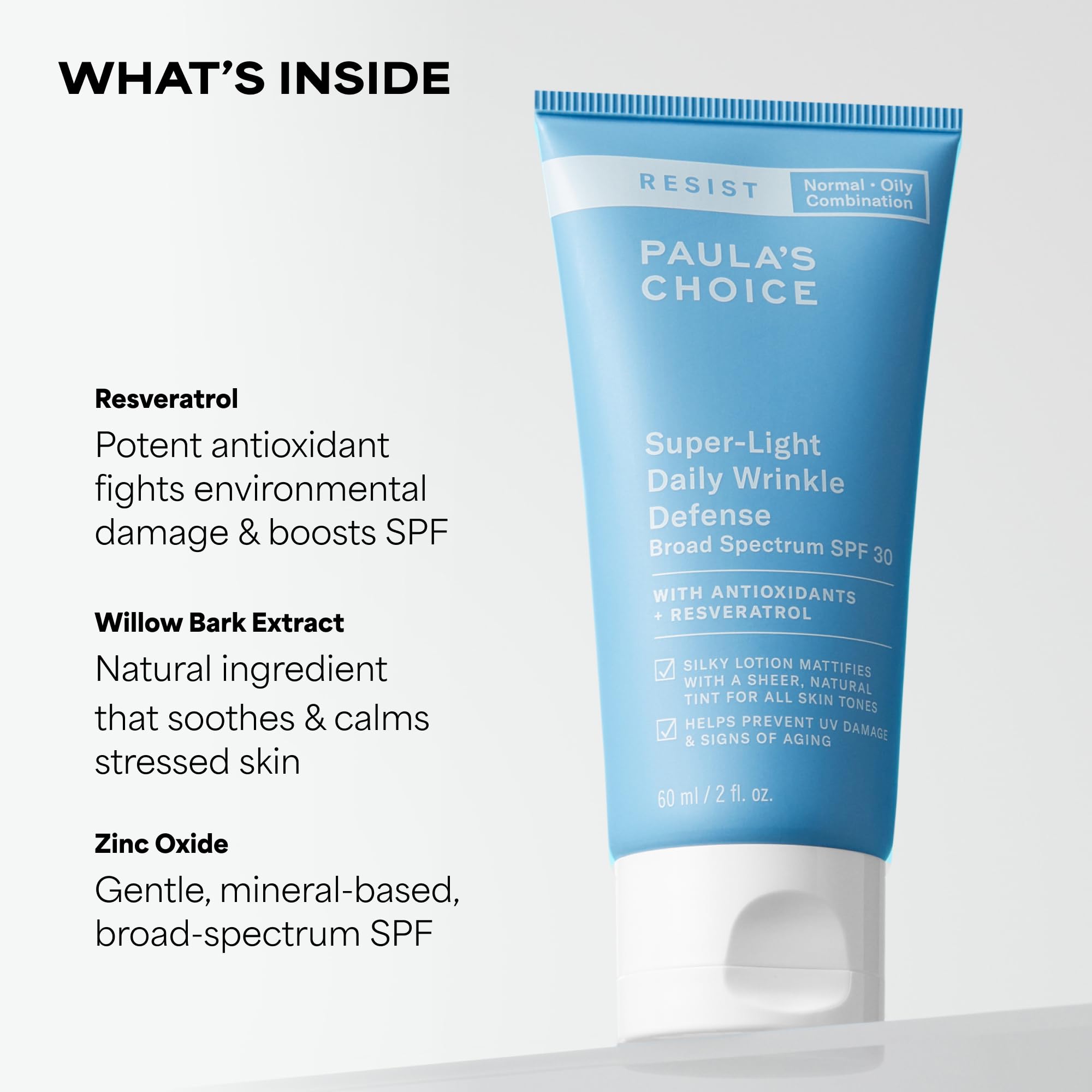 Paula's Choice RESIST Super-Light Daily Wrinkle Defense Mineral Sunscreen, SPF 30 Face Sunscreen for Oily Skin, Matte Tinted Face Moisturizer, UVA/UVB Protection, Fragrance-Free