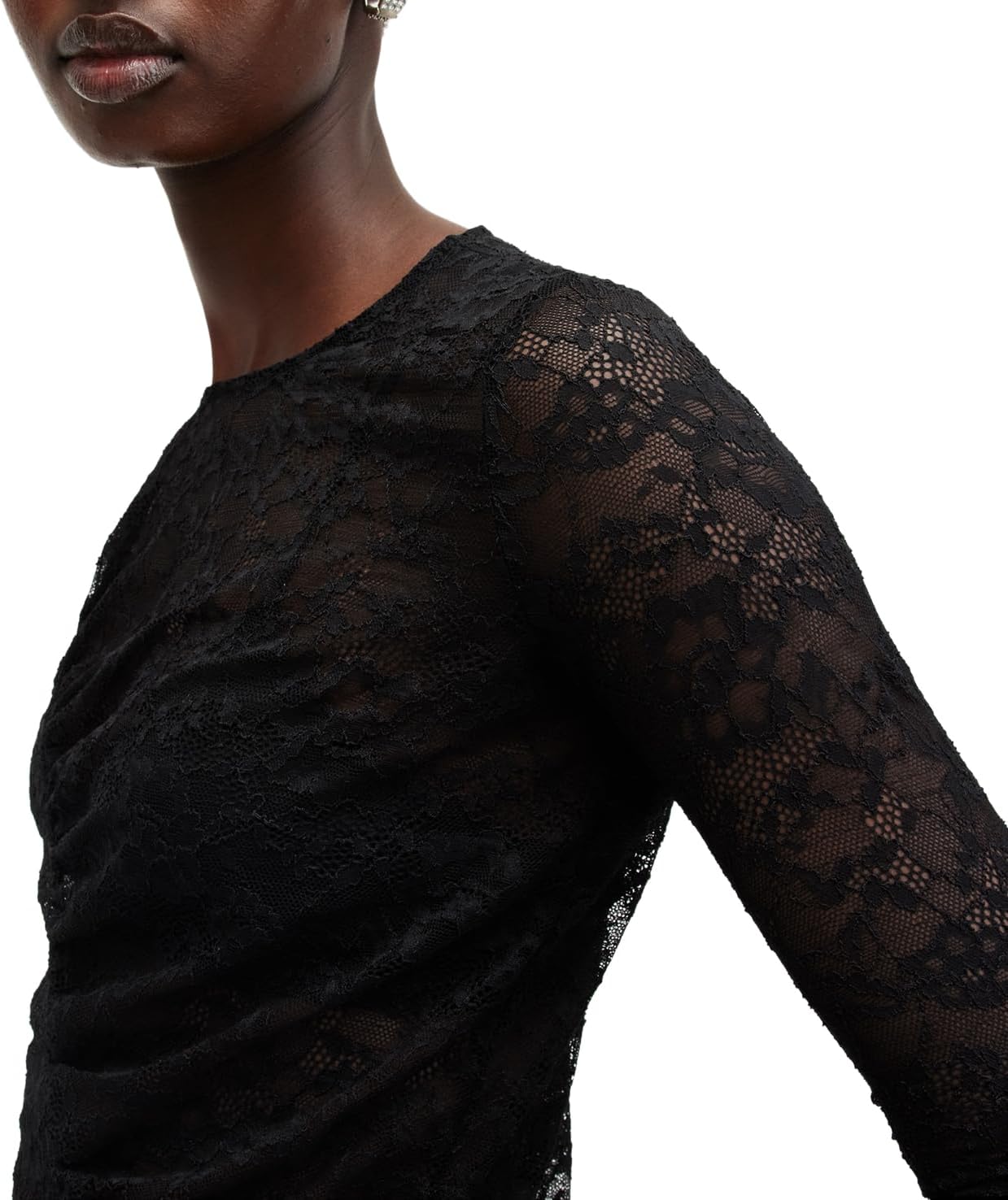 Allsaints Womens Edana Lace Ls Top - Image 3