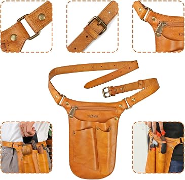 TOURBON Soft Leather Garden Tool Belt for Men Women Gandening Pouch Florist Organizer Gardener Bag